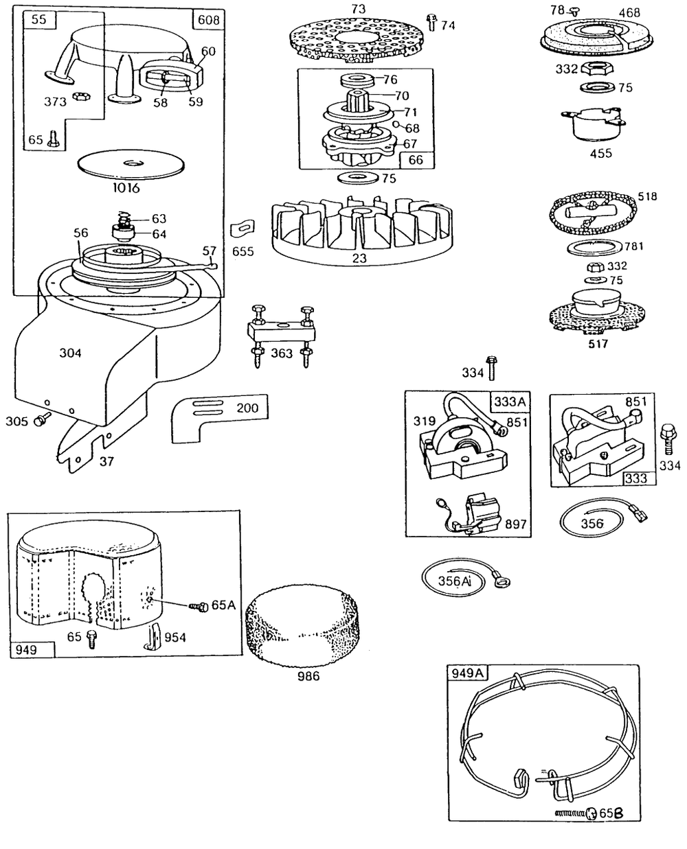 Blower Hsg,rewind,guards Diagram and Parts List for 191702-2182-XX  Briggs and Stratton Engine
